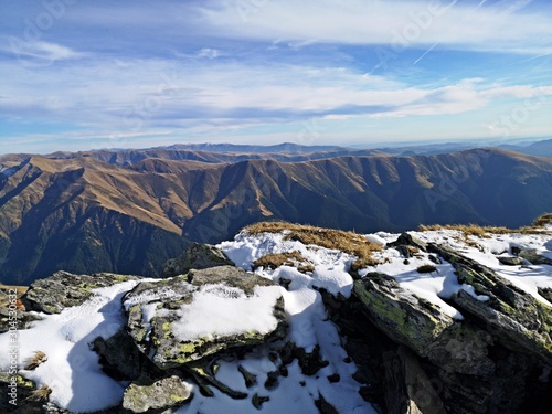 High mountains peaks -  Landscape in the mountains:  Fagaras - Lespezi, Negoiu, Caltun, Cornul Caltunului photo