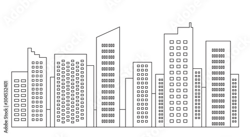 Template of city megalopolis contour simple. Vector illustration.