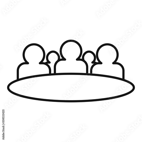Round table audience icon. Outline round table audience vector icon for web design isolated on white background