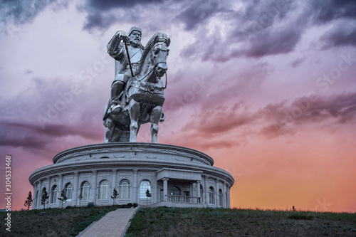 фотографія Ulaanbaatar, Mongolia, Historical Landmark Genghis Khan Equestrian Statue at Sun