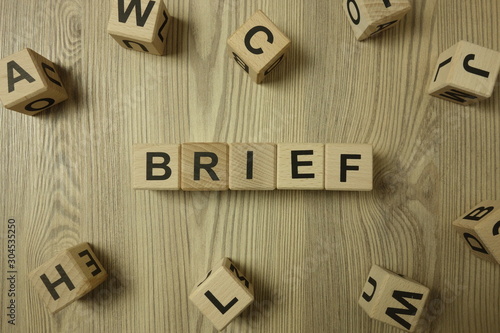 Word brief from wooden blocks