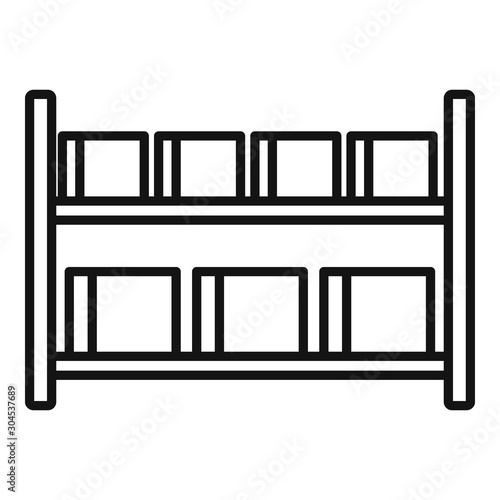Parcel warehouse rack icon. Outline parcel warehouse rack vector icon for web design isolated on white background