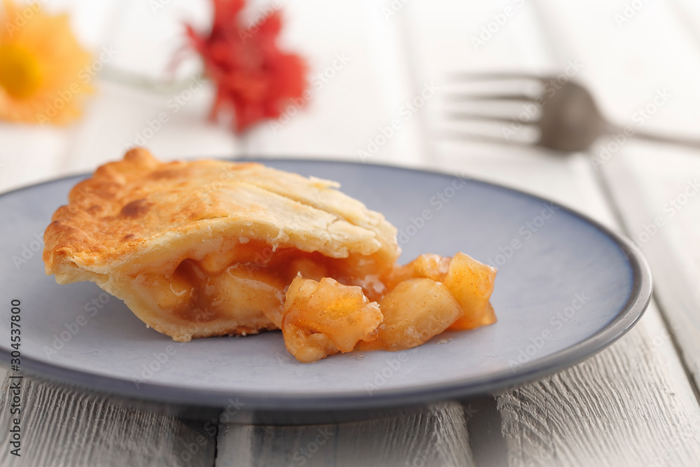 A slice of delicious apple pie. A slice of delicious apple pie.