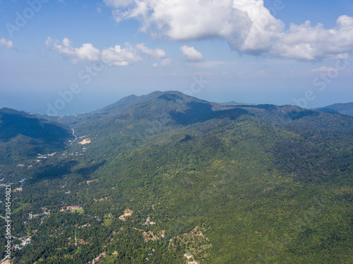 Aerial view of the Hilly Jungle of Ko Pangan.Thailand