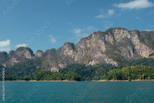 Tropical Thai jungle lake Cheo lan, wild mountains nature national park ship yacht rocks © Vivid Cafe