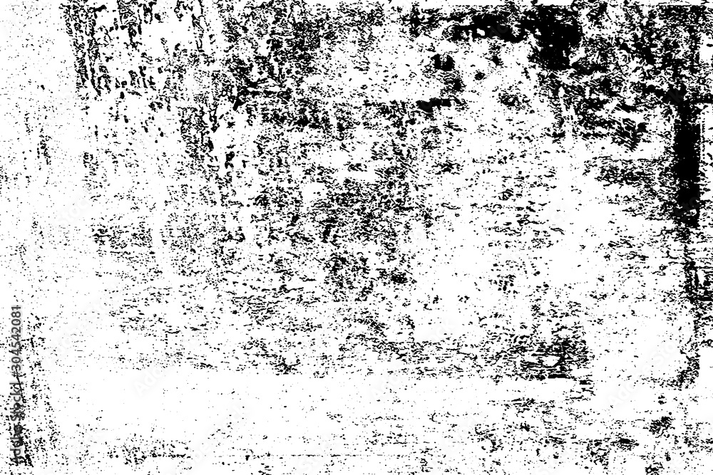 Dirty grunge background. Black and white gloomy texture. Worn old surface. Pattern of cracks, chips, scuffs, scratches. Pattern for backdrops and design creation