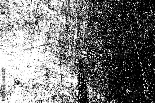 Dirty grunge background. Black and white gloomy texture. Worn old surface. Pattern of cracks, chips, scuffs, scratches. Pattern for backdrops and design creation