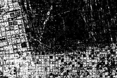 Dirty grunge background. Black and white gloomy texture. Worn old surface. Pattern of cracks, chips, scuffs, scratches. Pattern for backdrops and design creation