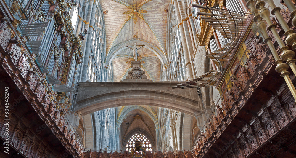AVILA, SPAIN, APRIL - 19, 2016: The organ and part of choir of Cathedral.