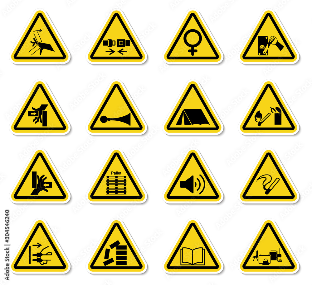 Warning Hazard Symbols labels Sign Isolate on White Background,Vector Illustration Warning Hazard Symbols labels Sign Isolate on White Background,Vector Illustration