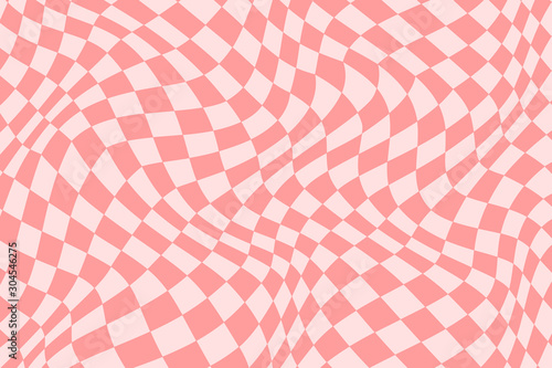 Trendy wavy background. Vector illustration of checkered pattern with optical illusion