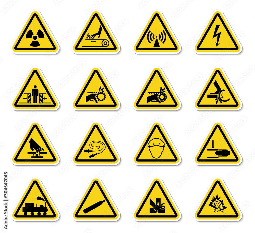 Warning Hazard Symbols labels Sign Isolate on White Background,Vector Illustration Warning Hazard Symbols labels Sign Isolate on White Background,Vector Illustration