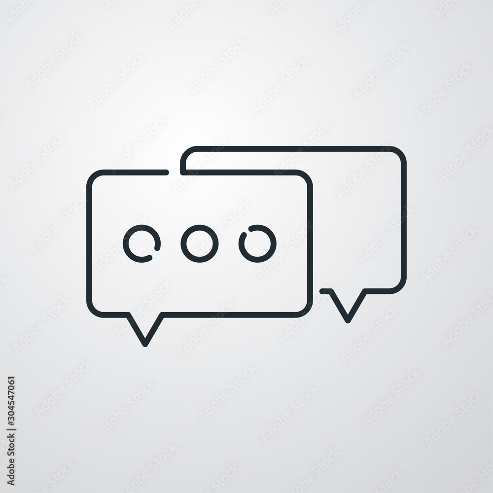 Icono plano lineal símbolo conversación en fondo gris Icono plano lineal símbolo conversación en fondo gris