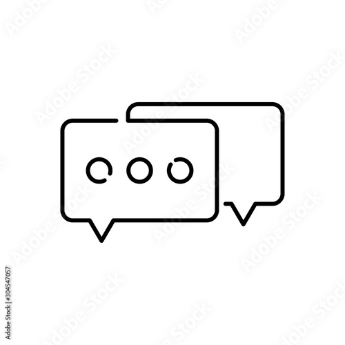 Icono plano lineal símbolo conversación en color negro