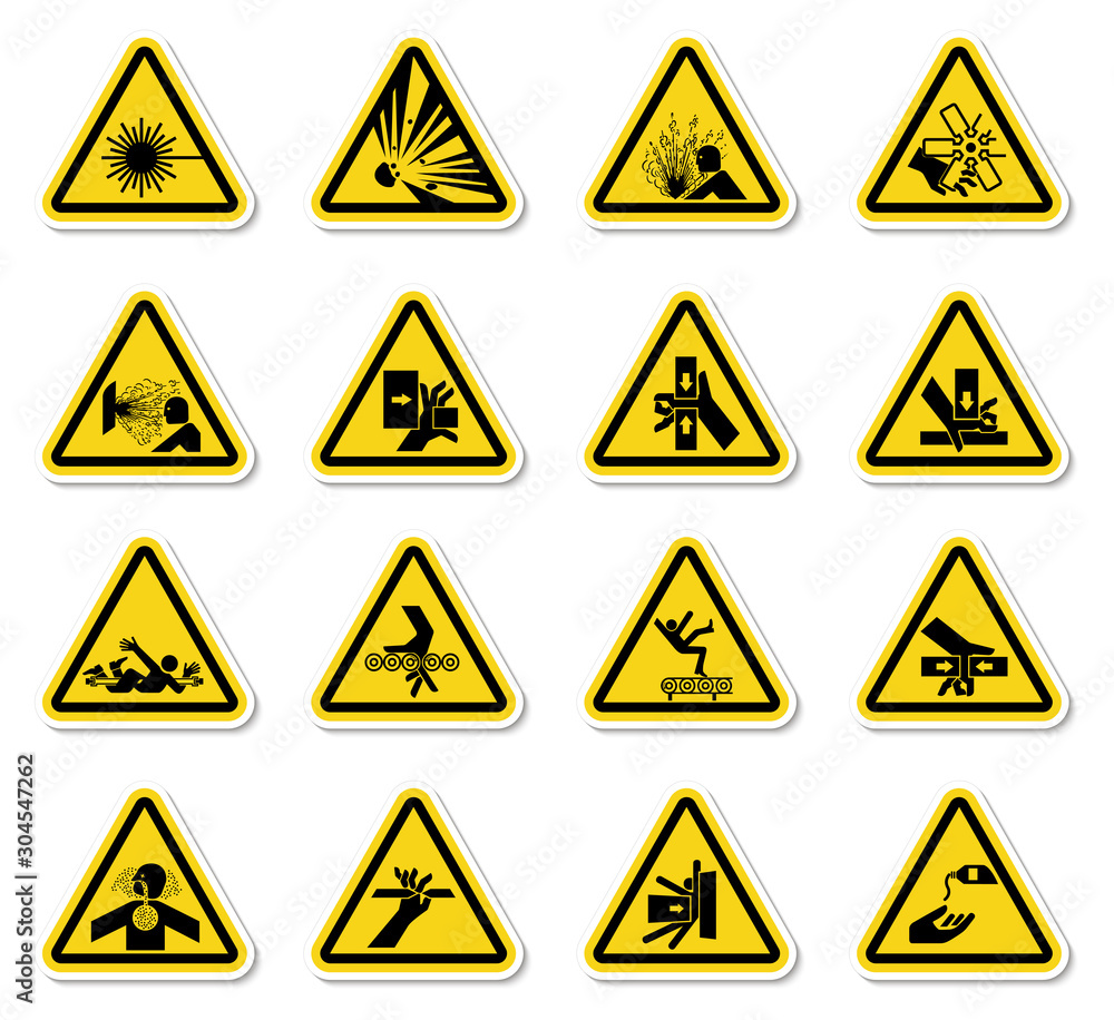 Warning Hazard Symbols labels Sign Isolate on White Background,Vector Illustration Warning Hazard Symbols labels Sign Isolate on White Background,Vector Illustration