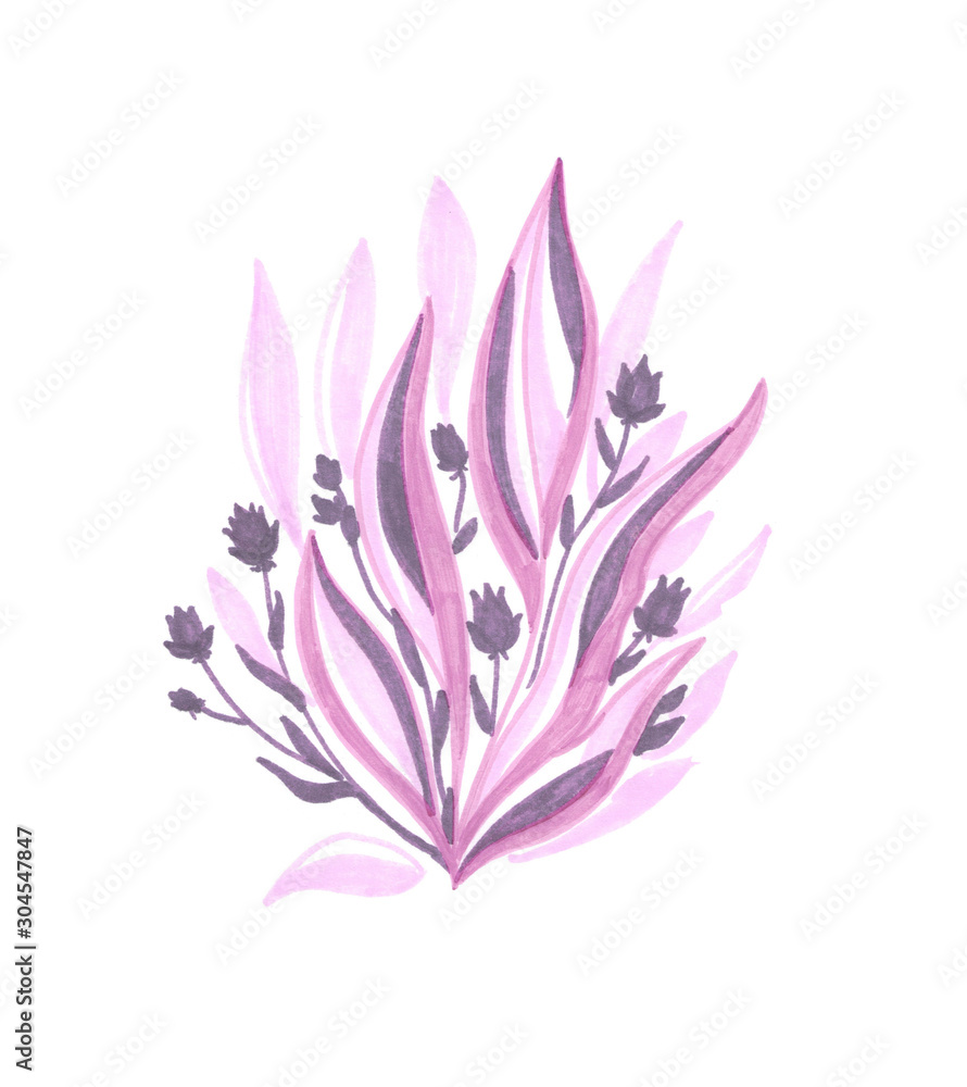 Naklejka premium pink bush with purple flowers