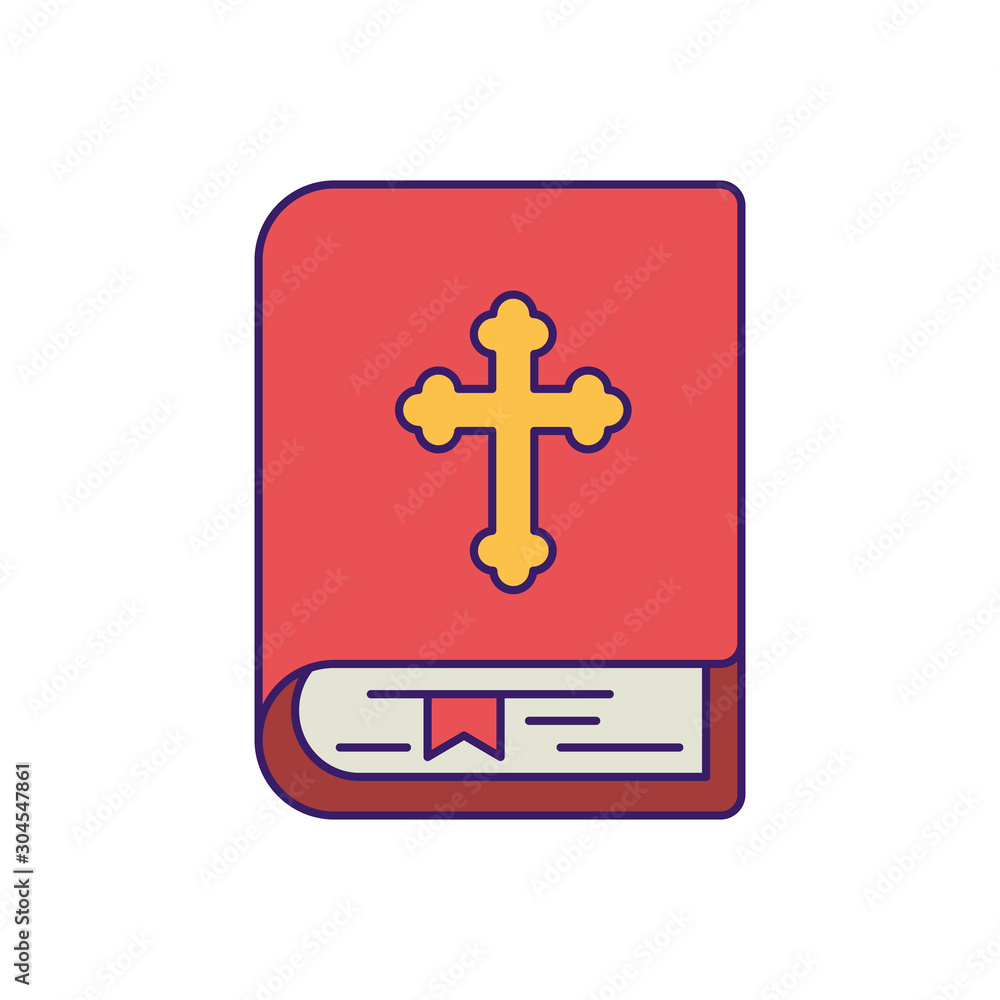 Obraz premium Isolated bible with cross fill vector design