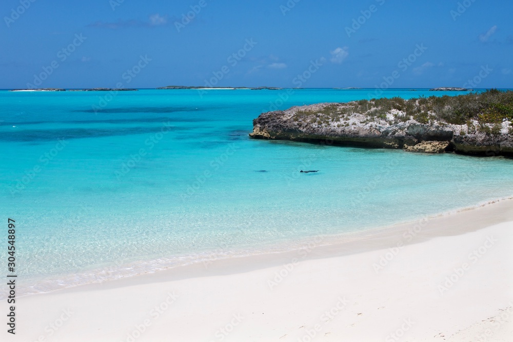 Caribbean turquoise sea water, Great Exuma island, Bahamas 
