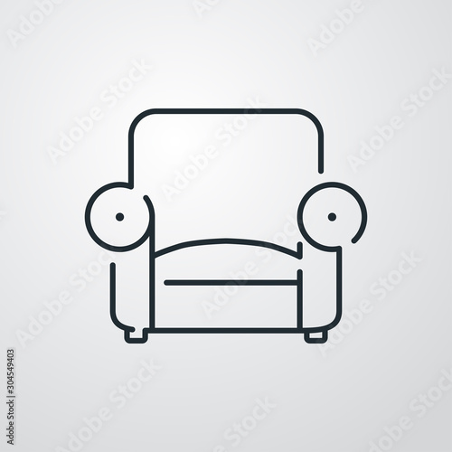 Icono plano lineal sillón clásico en fondo gris