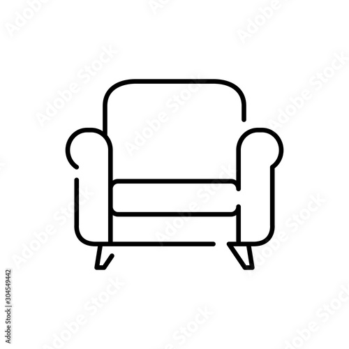 Icono plano lineal sillón clásico en color negro