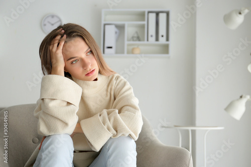 Portrait of depressed woman...