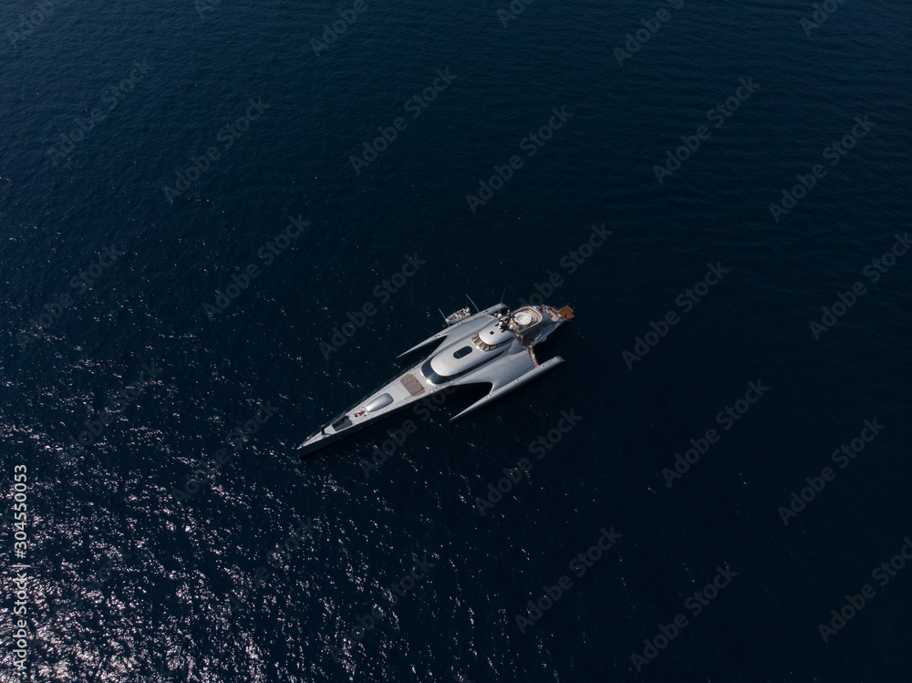 Naklejka premium Yacht in sunny Monaco city Monte Carlo town Monte Carlo