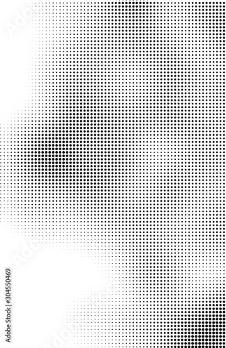 Fluid background, abstract halftone texture, tabloid screen pattern, black and white vector illustration.