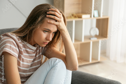 Portrait of depressed woman...