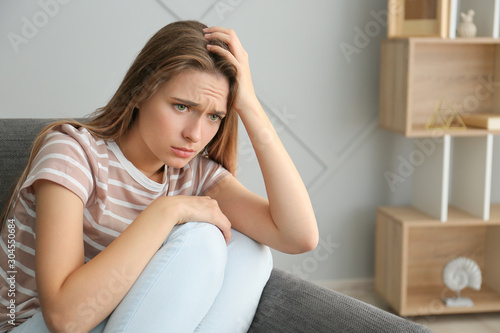 Portrait of depressed woman...