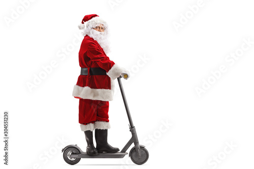 Santa Claus on an electric scooter