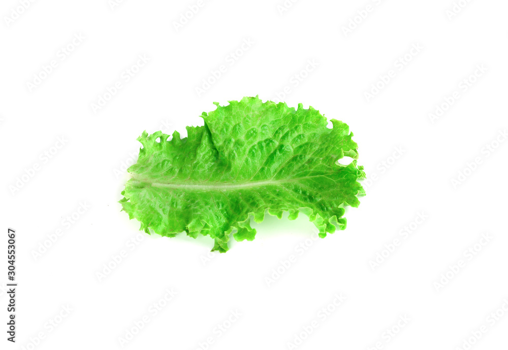 Leaf of green fresh lettuce isolated on a white background. Nutrition plan Leaf of green fresh lettuce isolated on a white background. Nutrition plan
