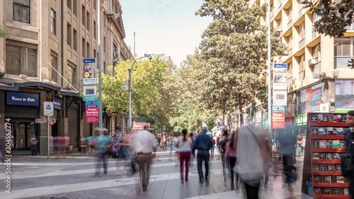 4K Timelapse Sequence of Santiago, Chile - The crowd motion during the daytime downtown