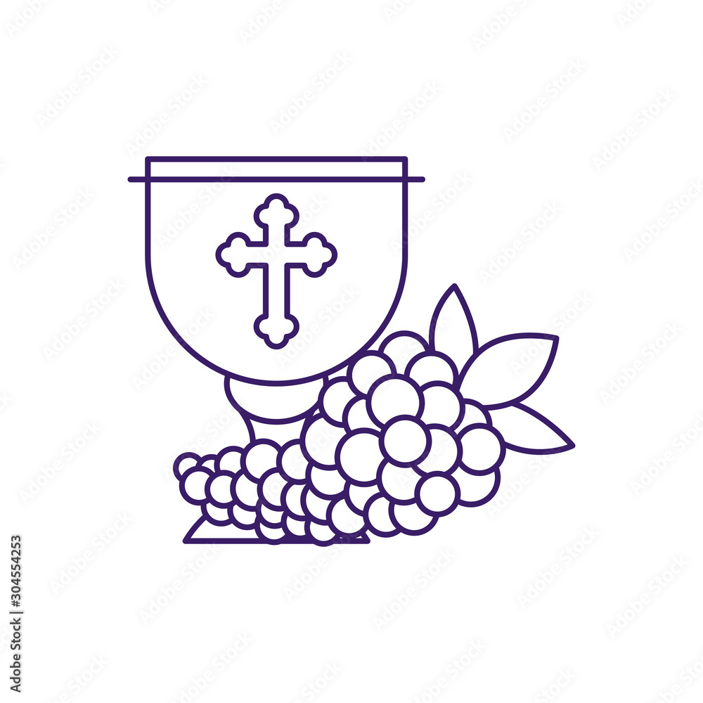 Isolated cup with grapes line vector design Isolated cup with grapes line vector design