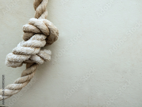 Knotted rope with white background