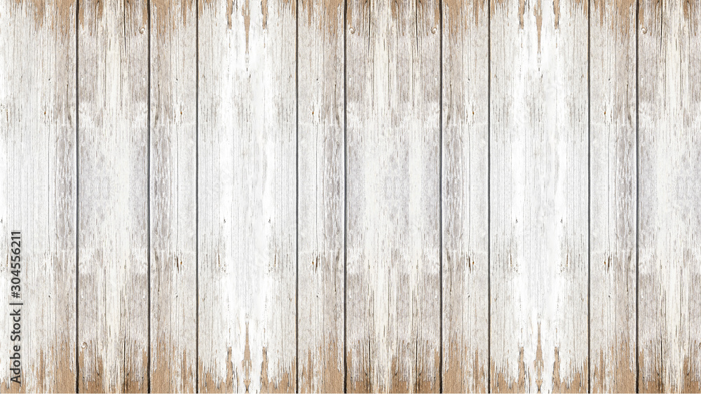 Obraz premium old white painted exfoliate rustic bright light wooden texture - wood background banner shabby