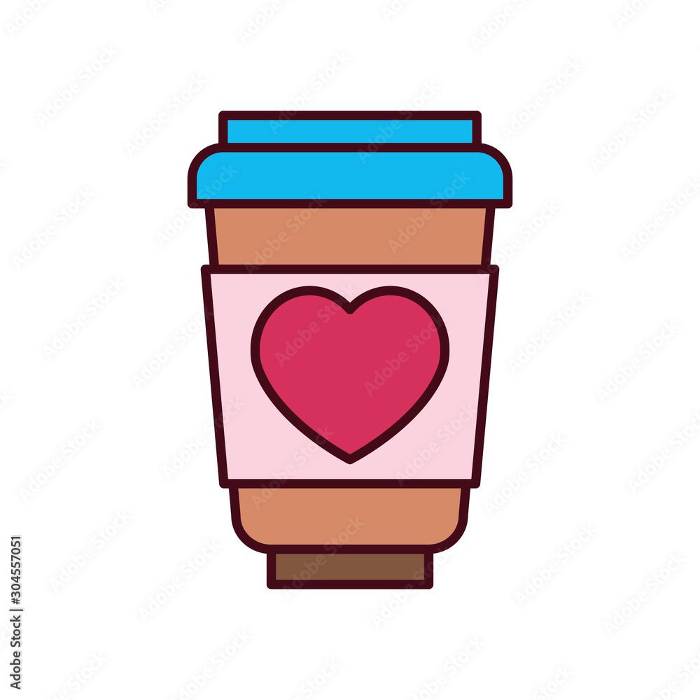 Isolated love coffee fill vector design Isolated love coffee fill vector design