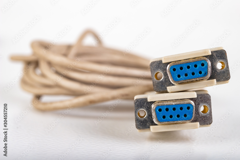 Com-com cable used to connect PCs. Old computer accessories. Com-com cable used to connect PCs. Old computer accessories.