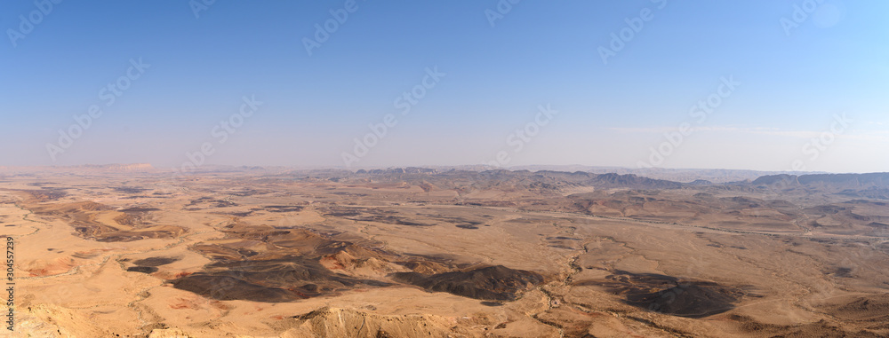 Mitzpe Ramon canyon in Israel landscape - aerial view