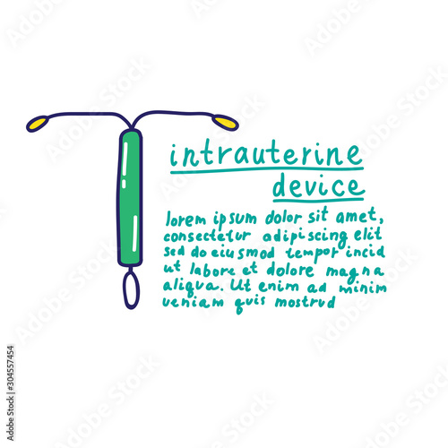 intrauterine device doodle icon, vector illustration