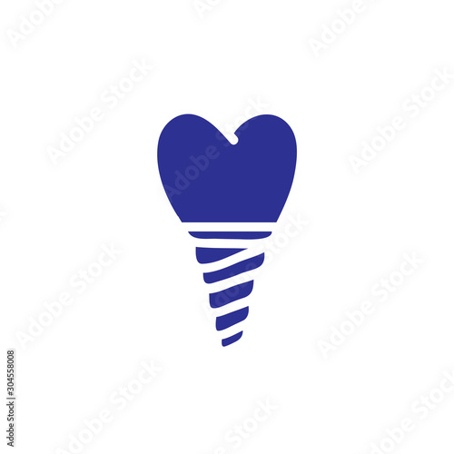 dental implant doodle icon, vector illustration