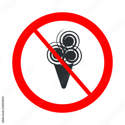 Vector not allowed sign on white background with red circle.  Illustration can use in cafe, restaurant. 