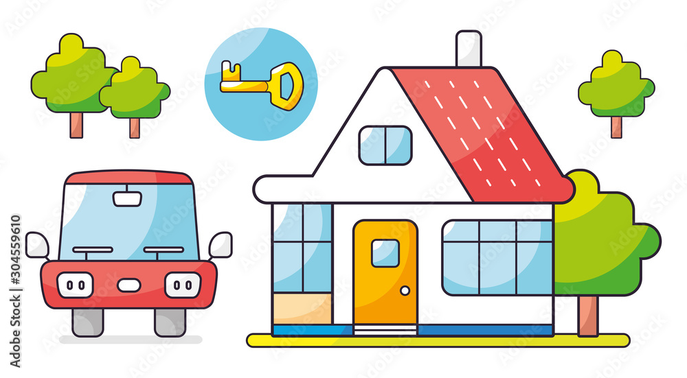 Obraz premium House, car and key