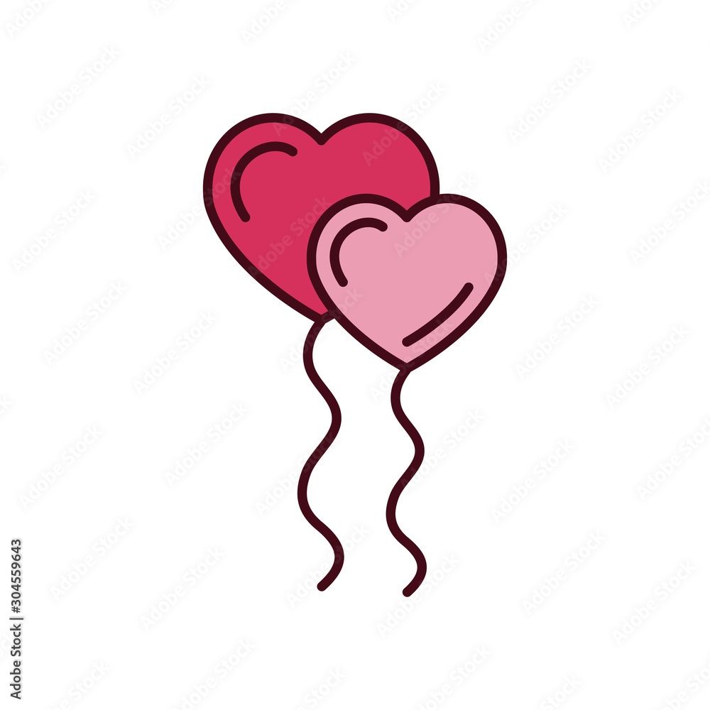 Isolated heart balloons icon fill vector design