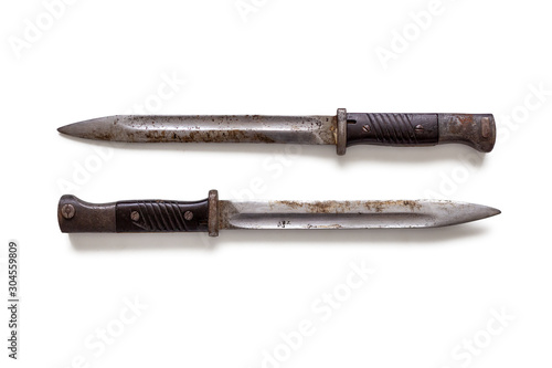 Two old, rusty, trophy bayonets from a German carbine