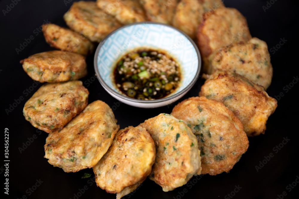 Korean style pan-fried meatballs which is called dong-geulangttaeng in Korea Korean style pan-fried meatballs which is called dong-geulangttaeng in Korea