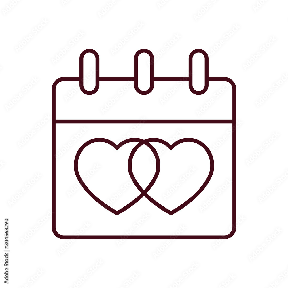 Isolated love calendar icon line vector design