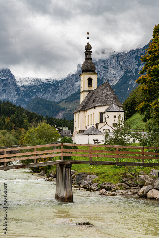 Beautiful of the St. Sebastian Church in Ramsau am Berchtesgaden