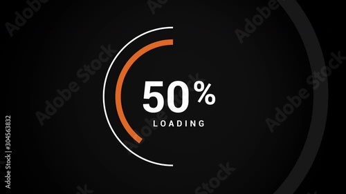 0-100% loading motion graphic on a dark background with circles displaying progress