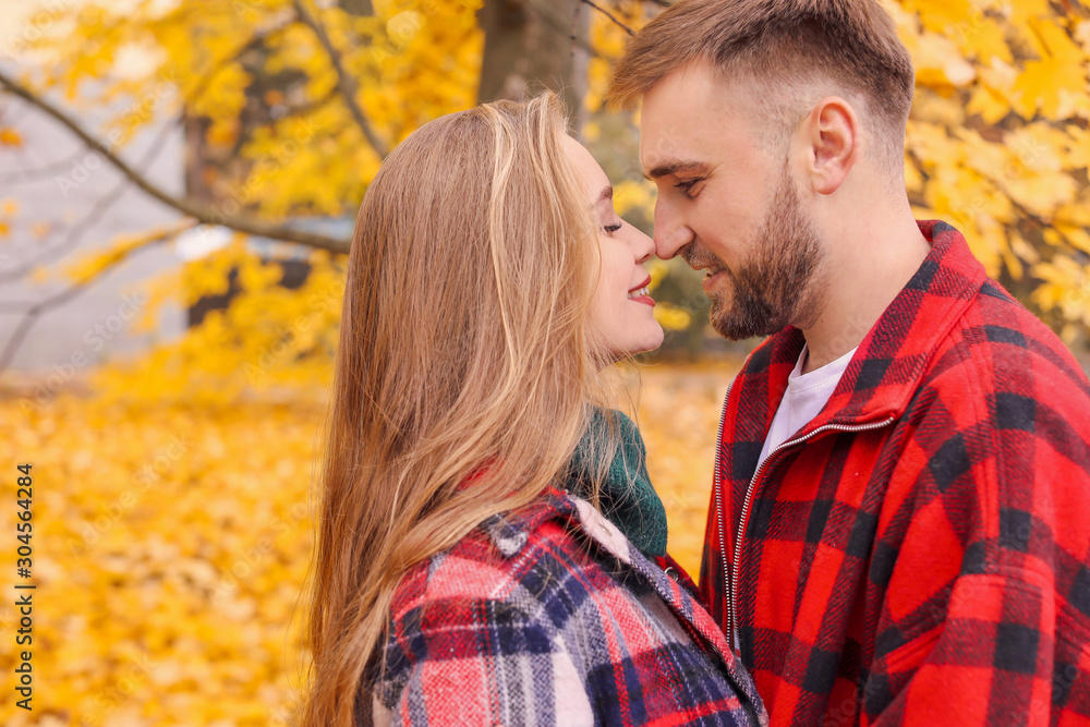 Loving young couple in autumn park Loving young couple in autumn park