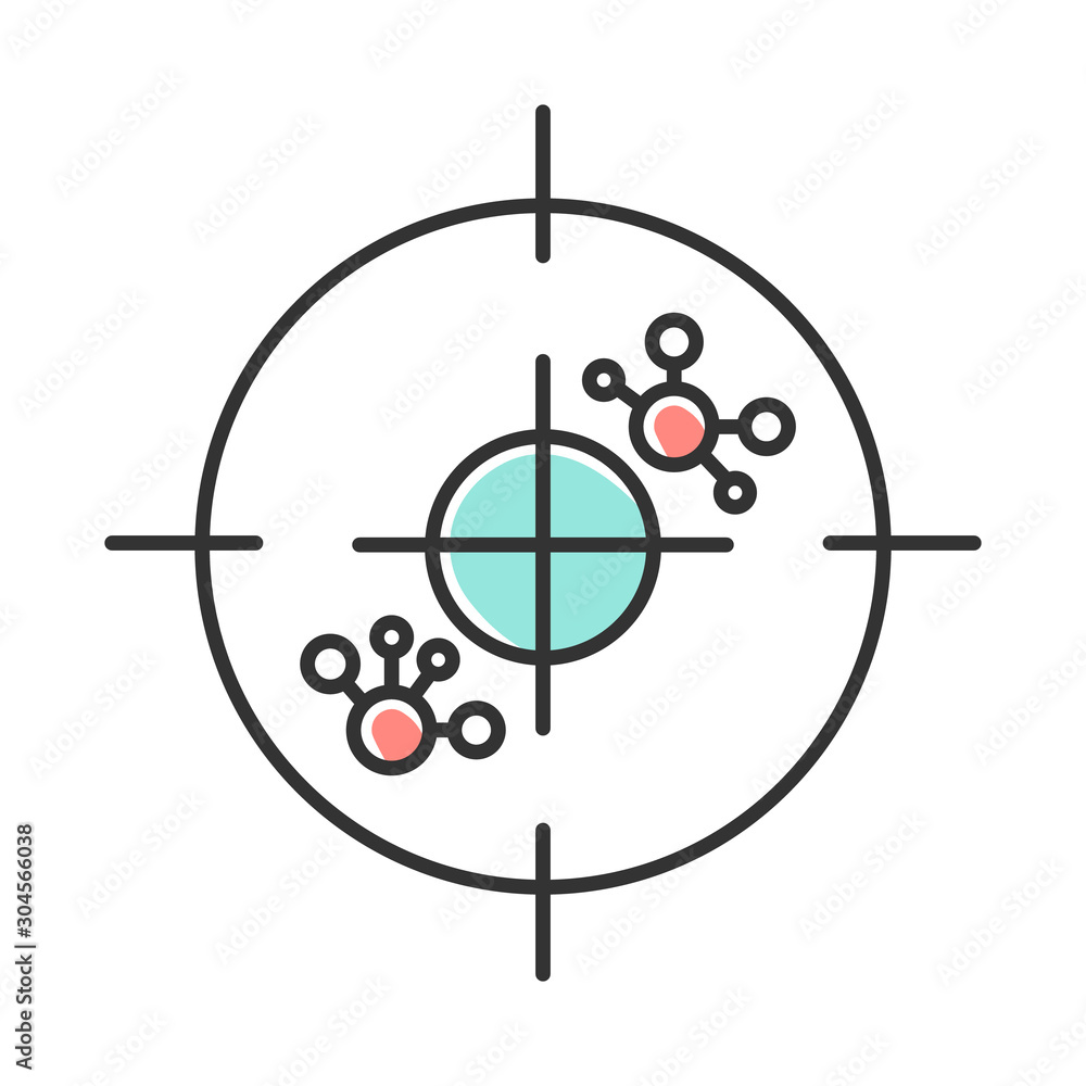 Immunotherapy color icon. Leukemia test. Molecular experiment. Oncology examination. Lymphoma. Cells and antibodies. Immune system. Medical procedure. Healthcare. Virus. Isolated vector illustration Immunotherapy color icon. Leukemia test. Molecular experiment. Oncology examination. Lymphoma. Cells and antibodies. Immune system. Medical procedure. Healthcare. Virus. Isolated vector illustration
